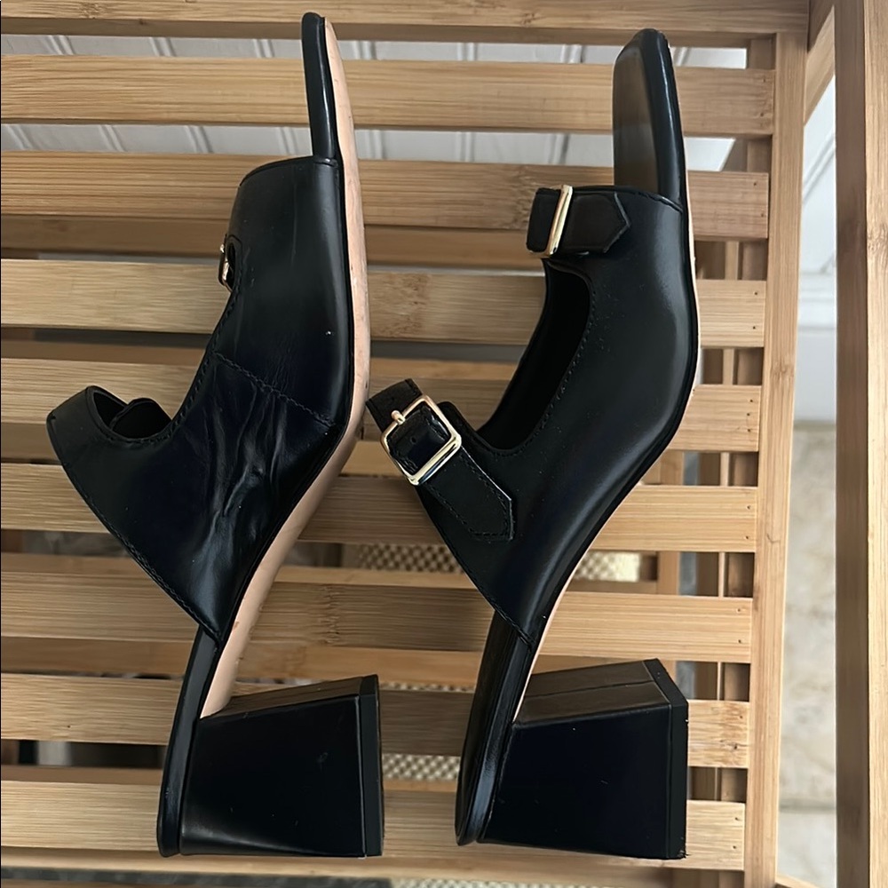 J. Crew Black Sandals with Double Buckle Design